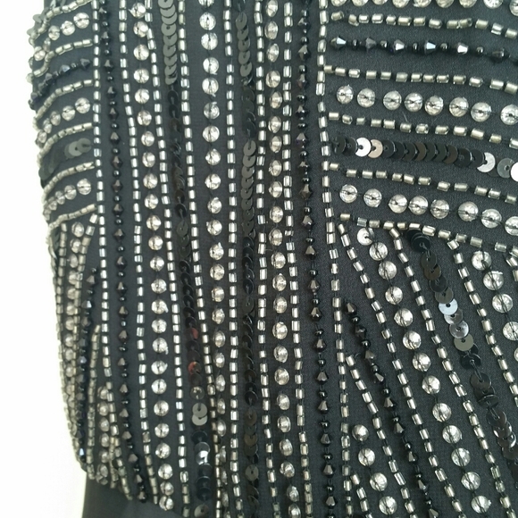 Parker 100% Silk Black Sequin Beaded Mini Dress size Medium - Picture 6 of 13